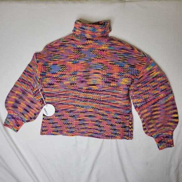 $295 NEW STAUD BENNY SUNSET PINK PURPLE ORANGE TURTLENECK SWEATER M MEDIUM NWT - Picture 11 of 11